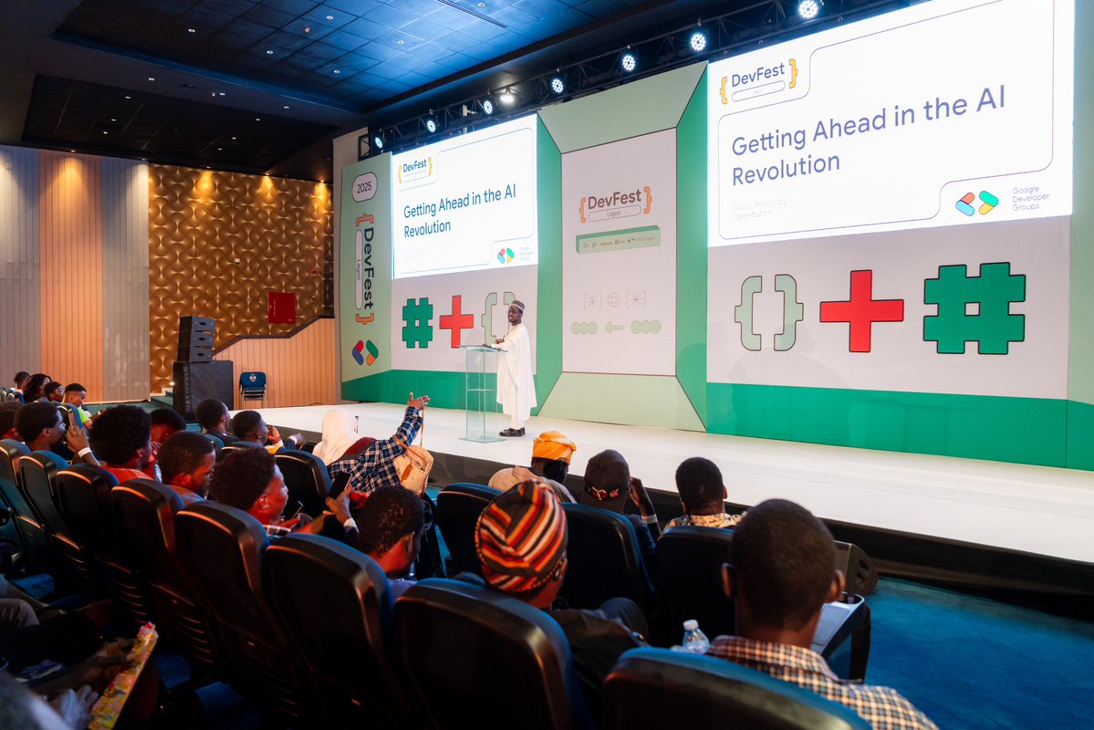 gdglagos's tweet image. We are very grateful to have had @Geektutor as a speaker - three times in five days! - at #devfestlagos25 

He delivered the highly anticipated keynote on the Student Edition day, an Unconference session on the Pro day, and a detailed workshop on the AI and Cloud day. 

We look…