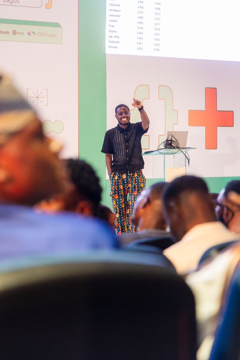 gdglagos's tweet image. We are very grateful to have had @Geektutor as a speaker - three times in five days! - at #devfestlagos25 

He delivered the highly anticipated keynote on the Student Edition day, an Unconference session on the Pro day, and a detailed workshop on the AI and Cloud day. 

We look…