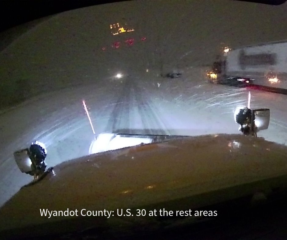 Tuesday, 4:30 AM: Snow covered roads will greet you everywhere this morning. Here's a peek from the plows. #GiveUsRoom