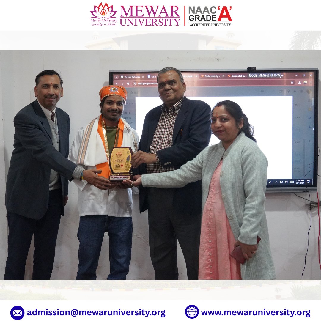 universitymewar's tweet image. 🌟 Guest Lecture on #StrokeRehabilitation at Mewar University
The Department of #Physiotherapy successfully conducted an insightful #GuestLecture on “Stroke Rehabilitation” on 01 December 2025.

#MewarUniversity #NeuroRehab #HealthcareEducation #ClinicalSkills #Chittorgarh