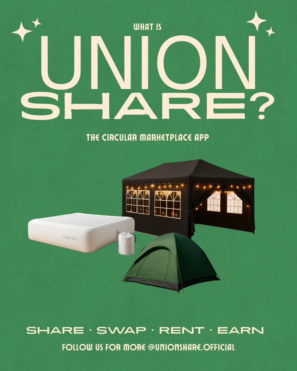UnionShare01's tweet photo. ⭐ Friendly &amp; Community Driven

Meet Union Share, the circular marketplace app designed to help you share, swap, and rent everyday items within your community.

Because owning everything is overrated… but accessing what you need shouldn’t be. 🌱✨ https://t.co/2UaYAnHkr5