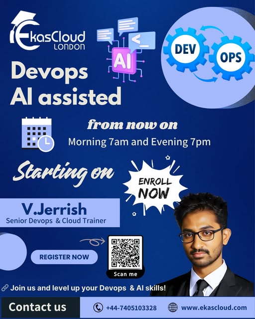 ekascloud's tweet image. Master DevOps with AI Assistance – Enroll Now!
#EkasCloud #DevOpsTraining #AIAssistedDevOps #CloudComputing #TechSkills #AIinDevOps #DevOpsEngineer #AITools #UpskillNow #OnlineLearning #ITTraining #FutureOfWork #CloudEngineer #CareerGrowth #MorningBatch #EveningBatch #EnrollNow