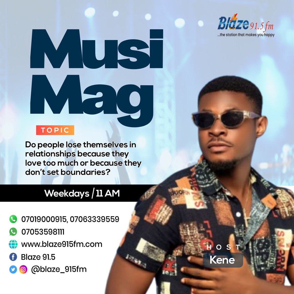 Relationship Tuesday edition of Musimag with Sugarken is Live Now! Tune In! 📻

Today on the show, we're asking;

Do people lose themselves in relationships because they love too much or because they don’t set boundaries?

Join the conversation 😎
