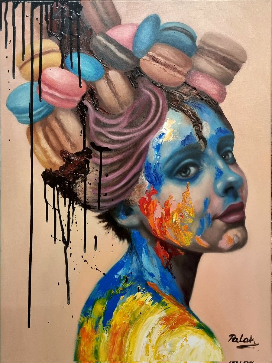 ViolettaPJones's tweet image. Good morning ☕️🍩🎨

&apos;Social media butterfly&apos;
60x80cm oil on canvas 
Sugar Coated series 

*AR animated layer created with #Grok and edited in Vídeo Guru