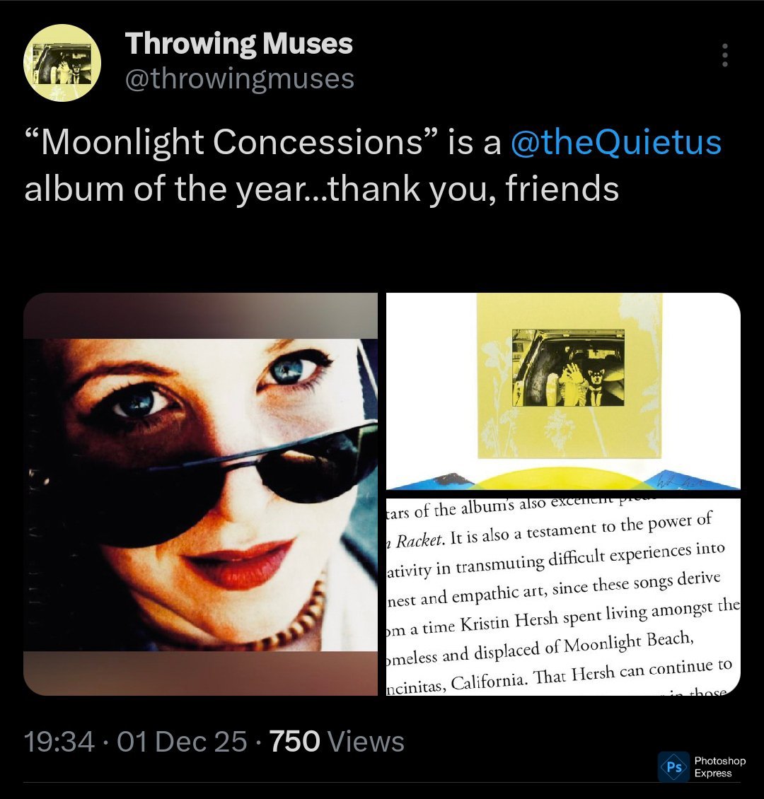 Well... nobody will be surprised to know, that <a href="/throwingmuses/">Throwing Muses</a> "Moonlight Concessions" is my album of the year.🎶🎧🖤