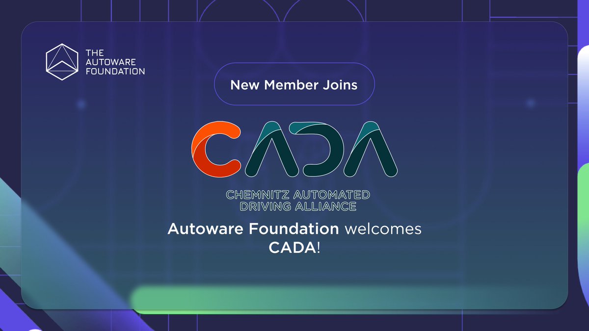 AutowareFdn's tweet image. 🎉 We’re excited to announce that CADA has joined the Autoware Foundation as our newest Alliance Member! 🚀

Check the full announcement on LinkedIn 👉linkedin.com/feed/update/ur…