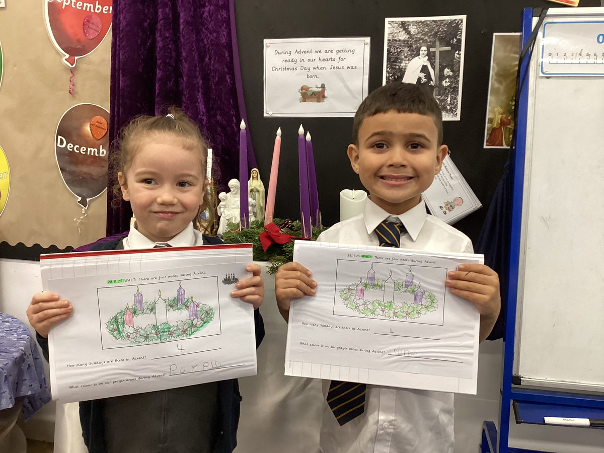 Reception have been learning that there are 4 Sundays in Advent and that our prayer area has changed to a purple cloth.
