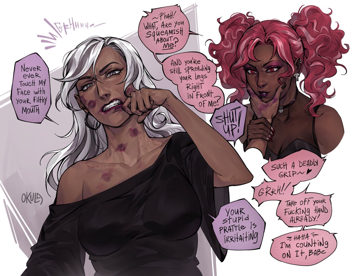 auntyOkula's tweet image. Carmilla accepted Velvette’s apologies 💅💅💅
+ bonus page 
#Velmilla #CarmillaCarmine #Velvette #Vox #Zestial #HazbinHotel #hazbinhotelseason2 

(but i became too lazy to draw details so their designs are simple here)
