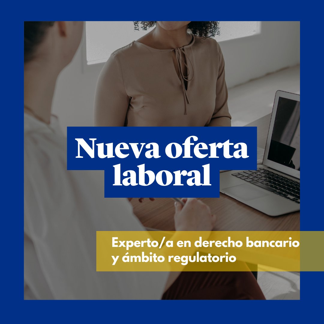 NUEVA OFERTA LABORAL: 
Experto/a en derecho bancario y ámbito regulatorio (Bilbao, Barcelona o Madrid).
Conoce los requisitos y presenta tu candidatura: fiarebancaetica.coop/trabaja-en-fia…
¡Únete a nuestro proyecto de #FinanzasÉticas!