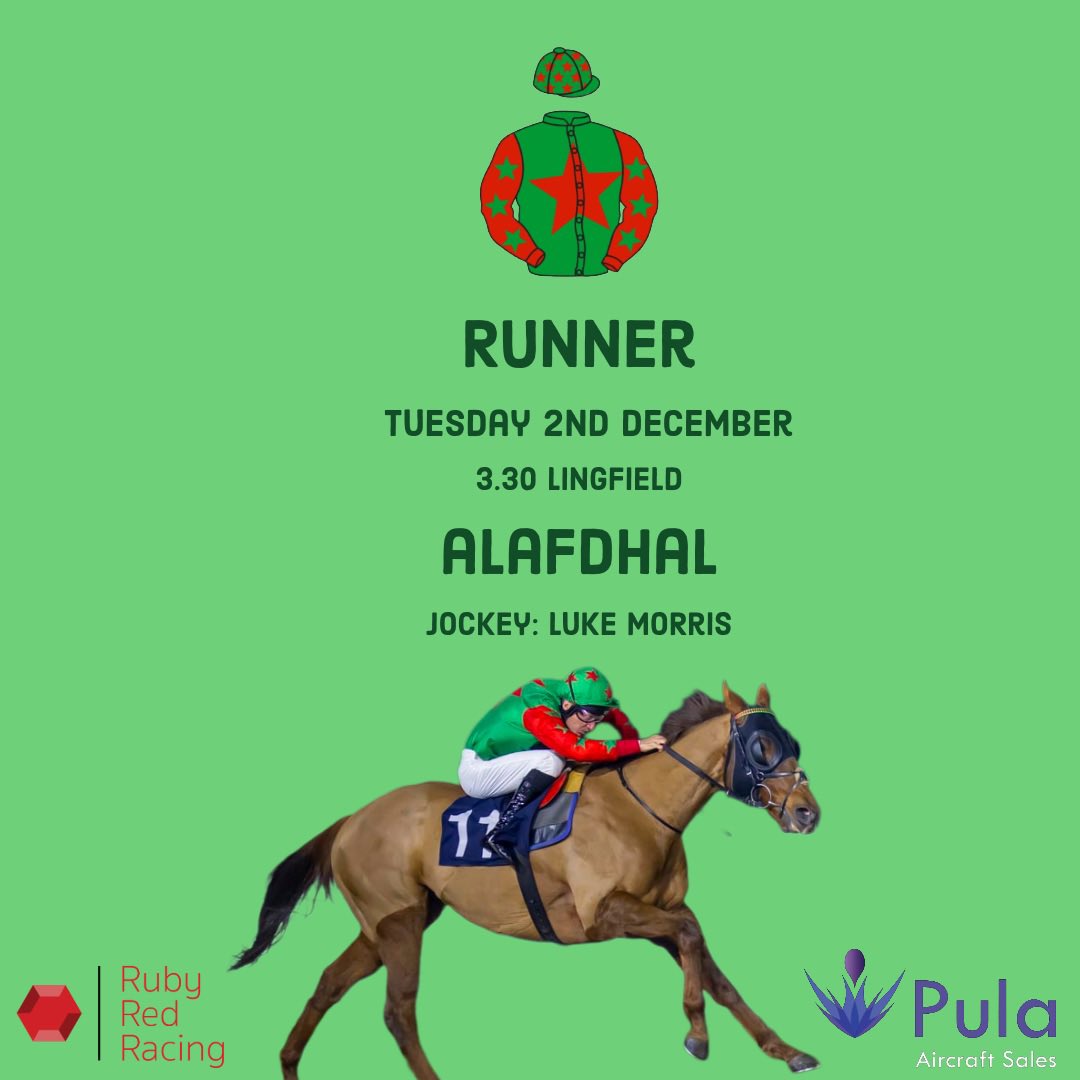 Alafdhal heads to <a href="/LingfieldPark/">Lingfield Park</a> today with <a href="/Luke_Morris88/">Luke Morris</a> back in the saddle. Best of luck to all connections and safe run Ally 💚❤️