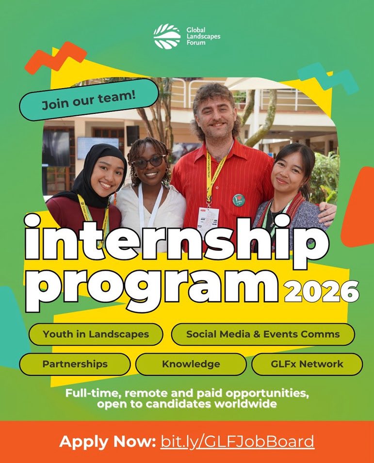 The good people of GLF said to inform you all of their internship program for 2026. It is fully remote, and the deadline is December 07.

community.globallandscapesforum.org/job-board/

Best of luck 🍀