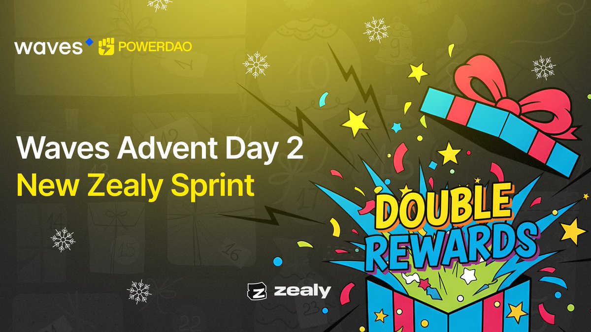 wavesprotocol's tweet image. 🎄 Waves Advent Calendar — Day 2

Ambassadors DAO launches a special Zealy Sprint for the Advent season — with time-limited challenges you must submit before they expire 🎁

🌟 Holiday Rewards:
Top-20 earn 0.3 $PWR each — double the usual reward to celebrate the season

✨ Open…