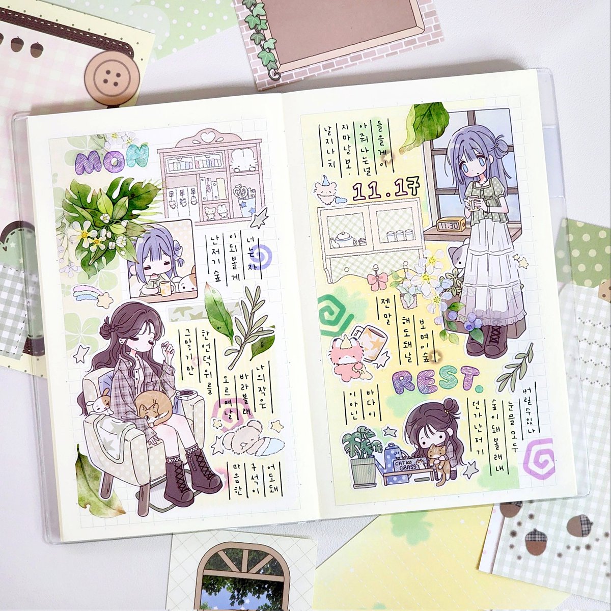 그림 한번 그리면 시간이 너무 금방가요,,,그렇게 다꾸를 두개씩 올리는 사람이되..😢