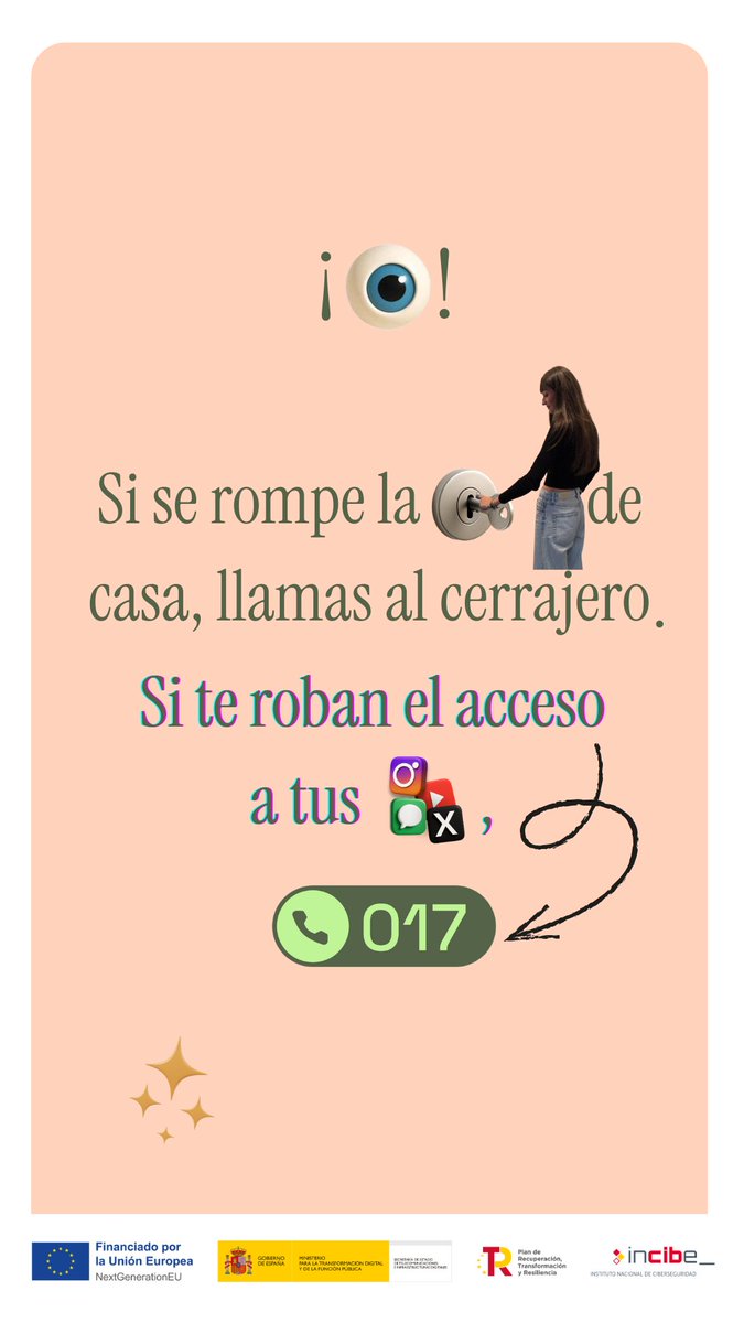 Para una cerradura rota llamas al cerrajero.
Para el robo de tus cuentas digitales, el 017 se ocupa.