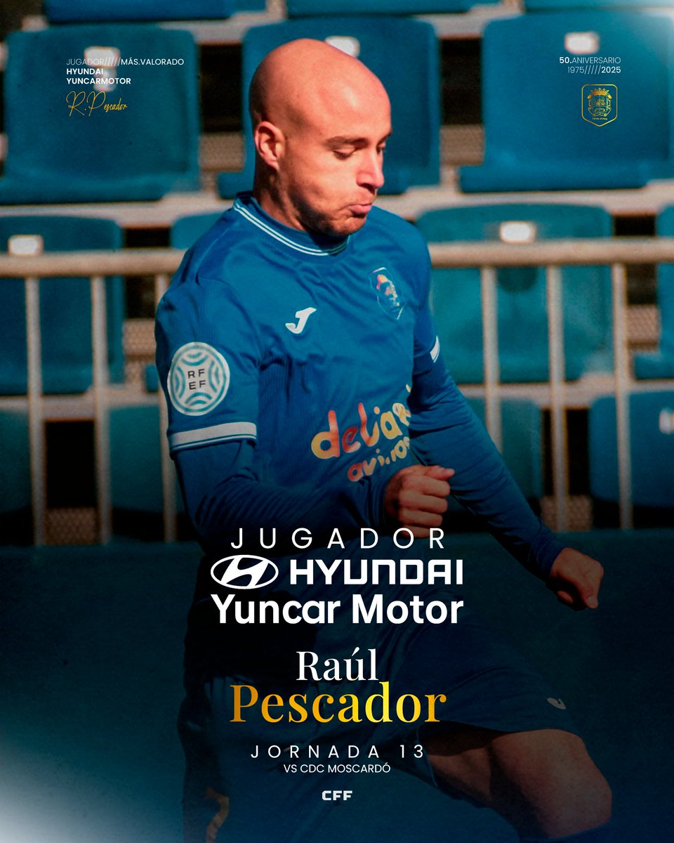 Doble golito, asistencia y liderazgo sobre el césped.
Se lo ganó a pulso: 
¡Jugador Hyundai Yuncar Motor de la jornada es  Pescador! 🙌💙
#CFFuenlabrada #JugadorHyundaiYuncarMotor