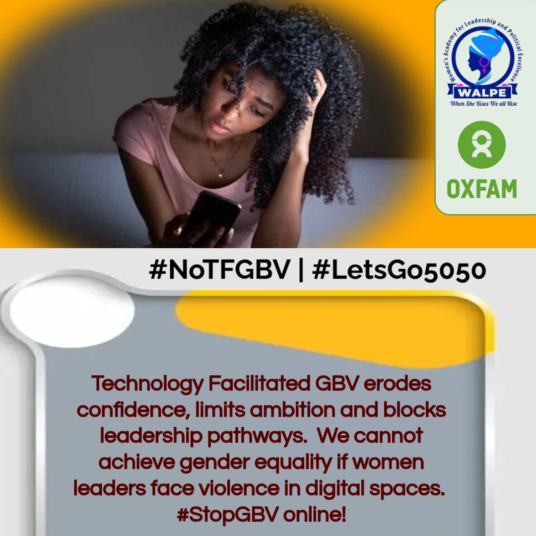 Technology-facilitated GBV erodes confidence, limits ambition and blocks leadership pathways.  We cannot achieve gender equality if women leaders face violence in digital spaces.  #StopGBV online!
#LetsGo5050 #NoTFGBV