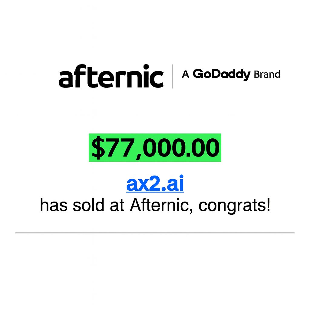 Designxtshert's tweet image. Bought for $150 → Sold for $77,000 in just one month.
The domain market is full of opportunities if you know where to 👏🫶💪look.
.
#DomainNames #Branding #Startups #Innovation #DigitalAssets #PremiumDomains 
#DomainSales  #Domains