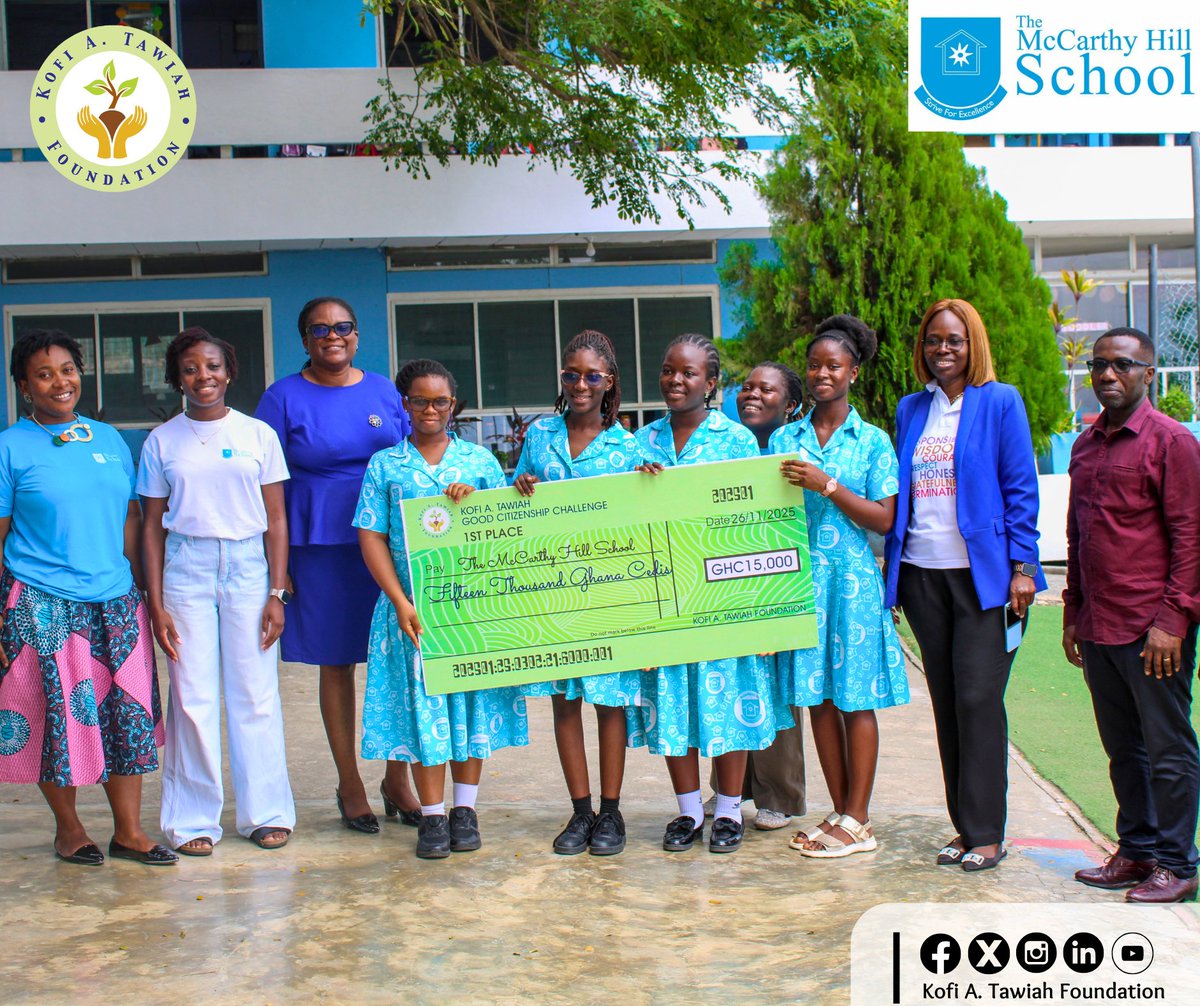 KofiATawiahfdn's tweet image. It was all joy at The McCarthy Hill School as the team received their award for being recognised as the winners of the 2nd edition of the Kofi A. Tawiah Good Citizenship Challenge.
#CharacterFirstEducation #characterdevelopment #education
#ktawiahfoundation #Values #character