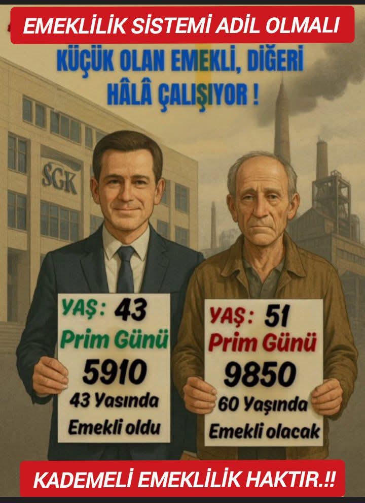 Yine 1. Güne 17-20 yıl Adaletsizlik
Yaşıyoruz ❗ 
<a href="/EmadDernegi/">EMEKLİLİKTE ADALET DERNEĞİ ⚖️</a>
#KademeDengeyiSağlar