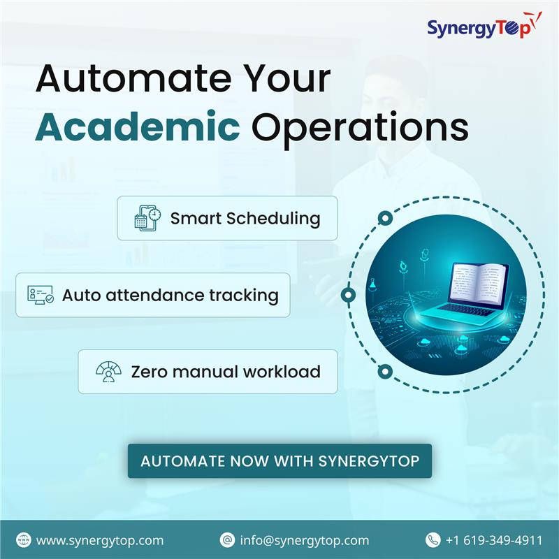 SynergyTopUSA's tweet image. If admissions, attendance &amp;amp; timetables are still manual, your institute is losing hours daily.

@SynergyTopUSA  automates key academic tasks for smoother operations.

📩 Book a free workflow audit to get started.
Visit Here- bit.ly/48efZUE
#EdTech #LearningSolutions