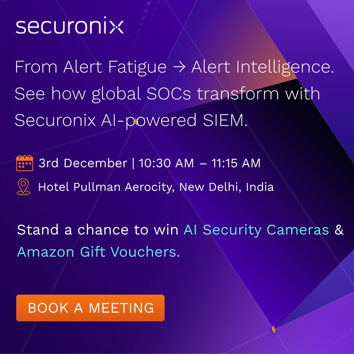 Nivethahrops's tweet photo. Alert fatigue or real detection gaps? Join Threat Hunting: From Alerts to Insights masterclass at #AISS2025 on Dec 3, 10:30 AM, Pullman Aerocity. See how AI-powered #Securonix SIEM turns noise into intelligence and win prizes! #SIEM #UEBA #CyberSecurity https://t.co/QHTtP2yXl2
