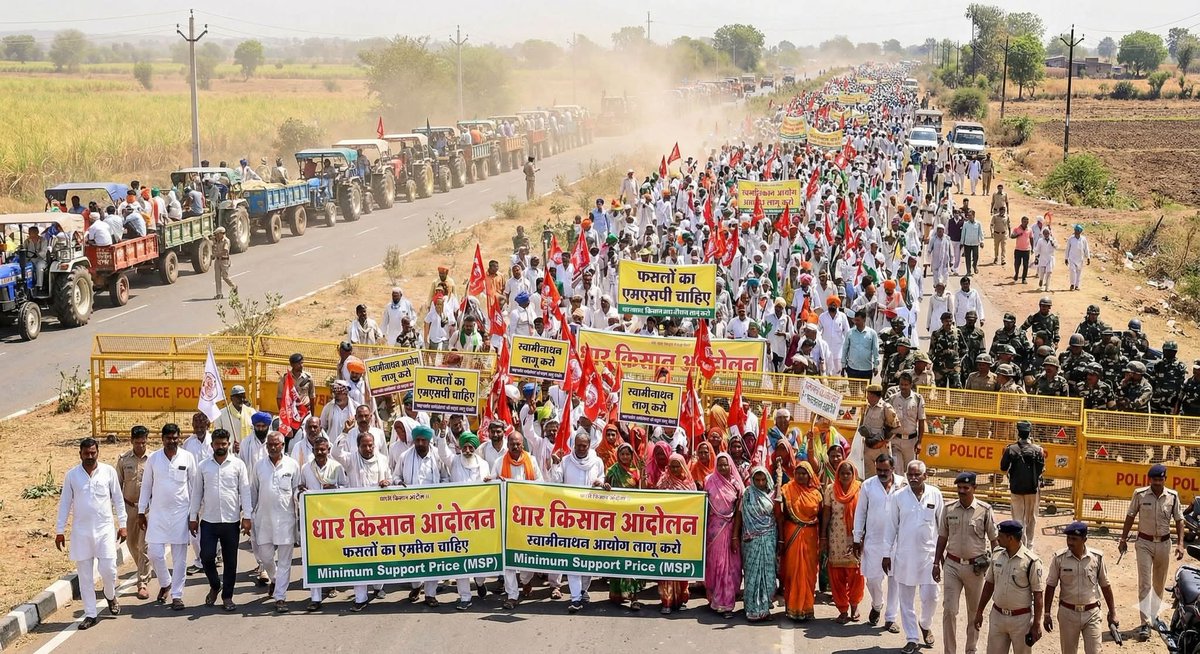 “खलघाट टोल प्लाज़ा पर बैठे किसान सिर्फ सड़क नहीं रोक रहे, सत्ता के अहंकार को आइना दिखा रहे हैं।
जब अन्नदाता अपनी फ़सल छोड़कर हाईवे पर बैठने को मजबूर हो जाए, तो समझ लेना चाहिए कि दिल्ली से भोपाल तक कहीं न कहीं शासन की नीयत और नीति दोनों में भारी खामी है।

MSP की गारंटी कोई ख़ैरात