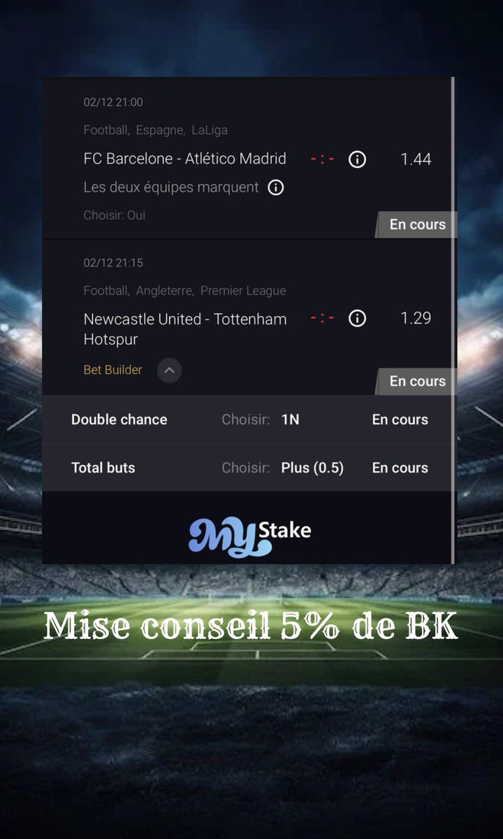 KBPronos51's tweet photo. 🔥 Pronostic du jour 🔥

👉🏻 Victoire ou nul Newcastle +0,5 buts  

👉🏻 BTTS Oui entre Barcelone vs Atlético Madrid

📈 Cote totale : 1,85

Bonne chance ! 🍀⚽

#parionssport https://t.co/krz5DwKjGv