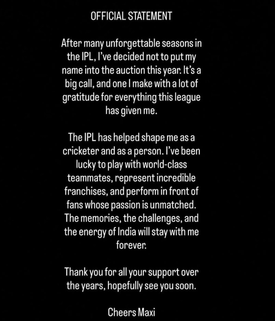 🚨 GLENN MAXWELL ON MISSING IPL 2026. 🚨