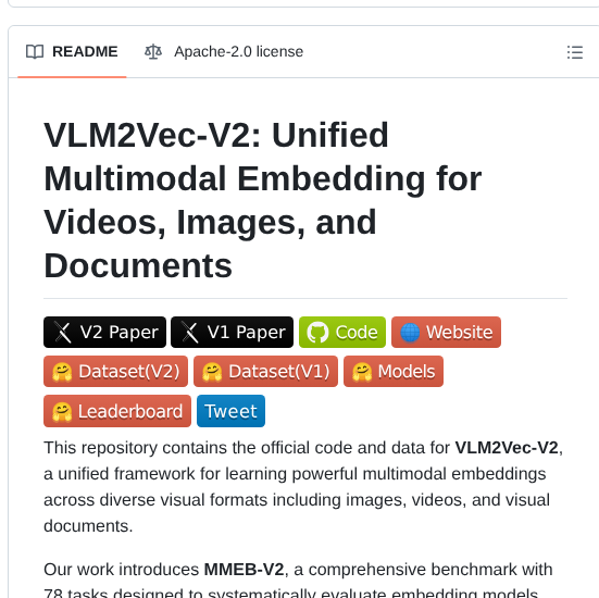 tom_doerr's tweet image. Embeddings for videos, images, and documents

github.com/TIGER-AI-Lab/V…
