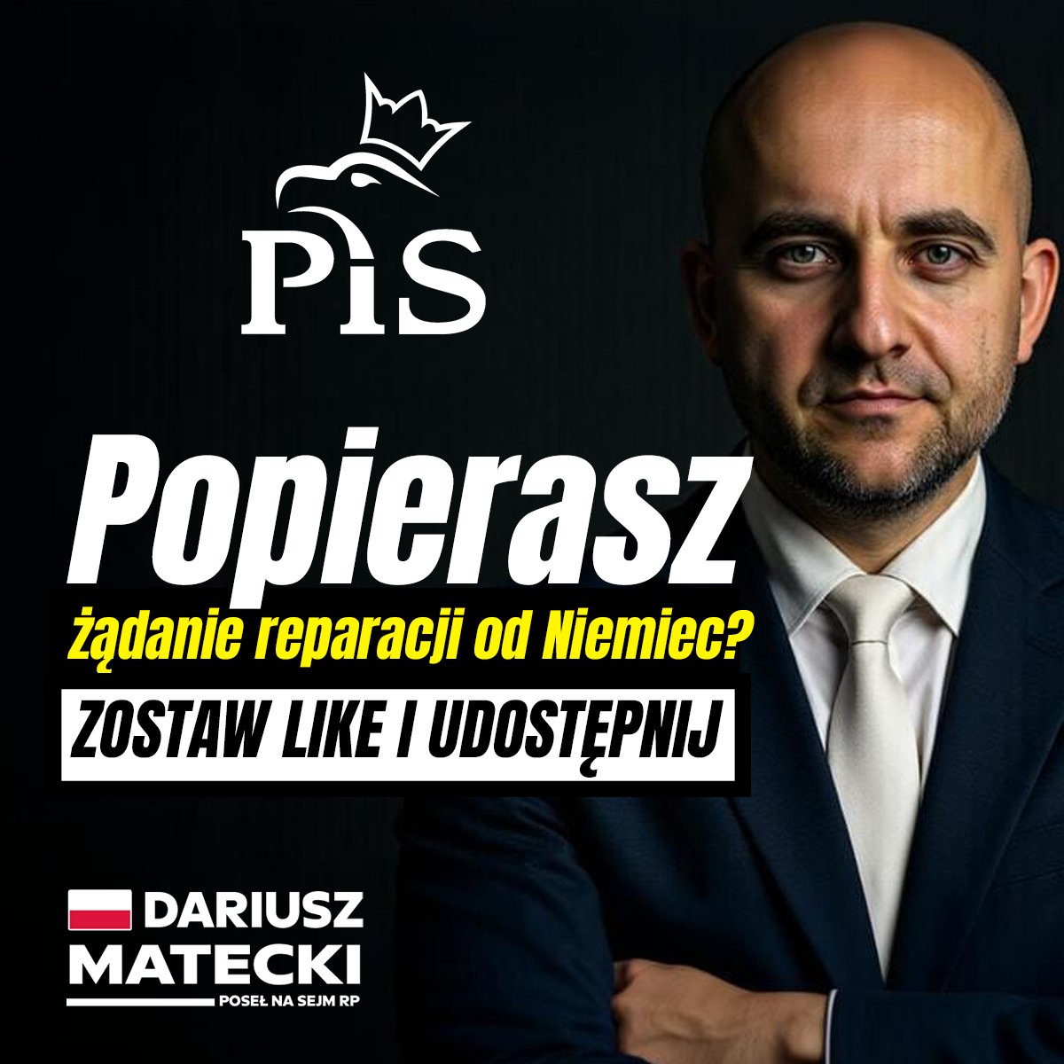 DariuszMatecki's tweet image. Popierasz żądanie reparacji od Niemiec? TAK! 🇵🇱 Nie ma mowy o zamykaniu tematu, dopóki sprawiedliwość nie zostanie wymierzona! Niemcy muszą zapłacić za zbrodnie i zniszczenia II wojny światowej. To jest nasz obowiązek historyczny! ZOSTAW LIKE I UDOSTĘPNIJ! 💪 #ReparacjeDlaPolski
