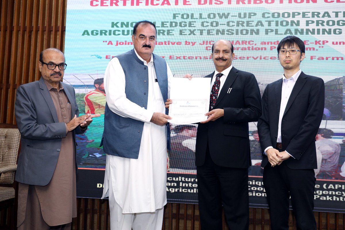 PARC_NARC's tweet photo. Certificate Distribution Ceremony of KCCP on Agriculture Extension Planning &amp; Management! JICA, NARC &amp; DGAE-KP join hands to boost agriculture skills in Pakistan. Dr. Khalid Mahmood, DG NARC, graces the occasion.#PARC #NARC #NFSR #KCCP #Agriculture #JICA #DGAEKP #Pakistan" https://t.co/PNOY3HEJPn