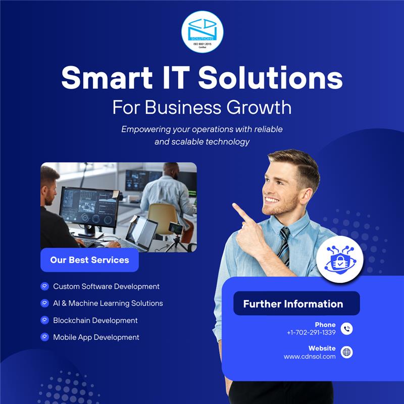 cdnsolutions's tweet image. 𝗦𝗺𝗮𝗿𝘁 #𝗜𝗧𝗦𝗼𝗹𝘂𝘁𝗶𝗼𝗻𝘀 𝗙𝗼𝗿 𝗕𝘂𝘀𝗶𝗻𝗲𝘀𝘀 𝗚𝗿𝗼𝘄𝘁𝗵

- Our Best Services
- Custom #SoftwareDevelopment
- #MobileApp Development
- #AI &amp;amp; Machine Learning Solutions
- #Blockchain Development
- Web App Development
- #IoT &amp;amp; Smart Device Solution