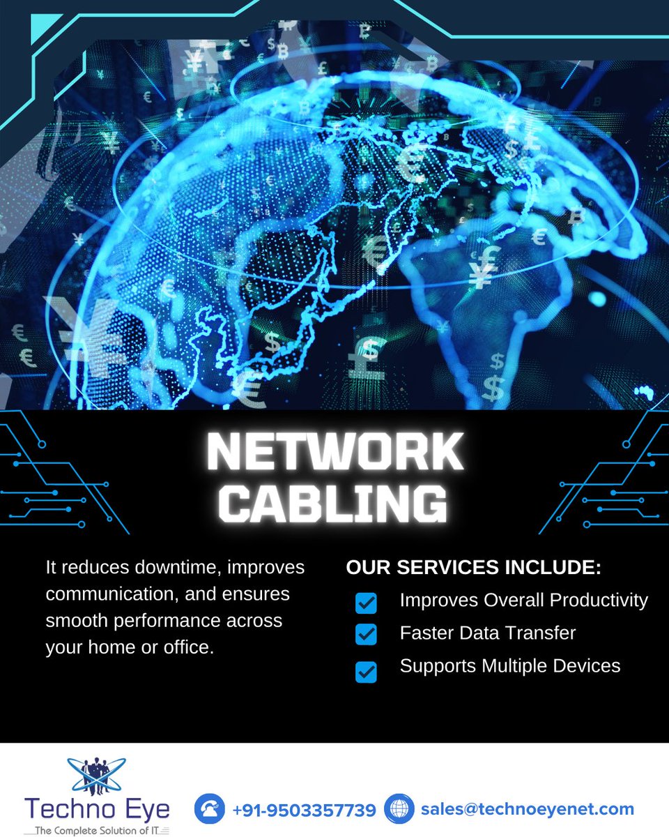 Technoeyenet's tweet image. ⚡ Upgrade your connectivity with reliable network cabling that boosts performance, reduces downtime, and keeps every device running seamlessly across your home or office. 🌐✨

📞 Get a seamless network setup today — contact us now! 🚀
.
.
#NetworkCabling #StructuredCabling