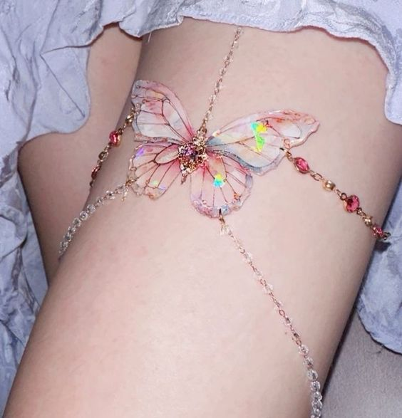 aesttics's tweet image. butterfly thigh chain