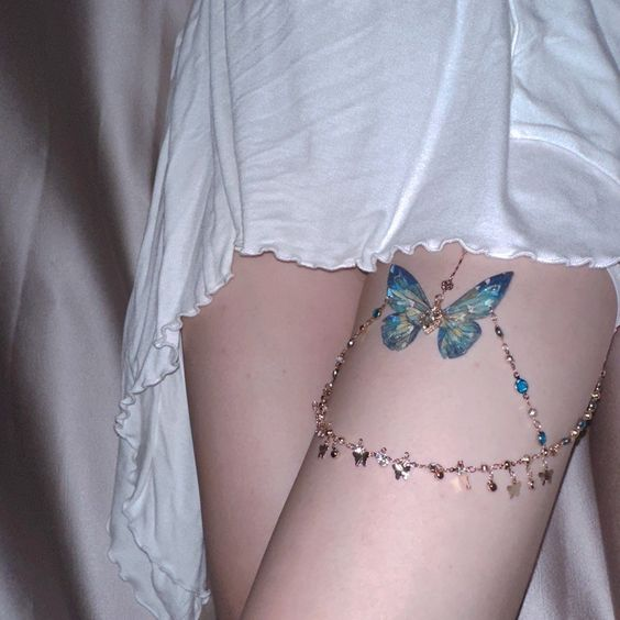 aesttics's tweet image. butterfly thigh chain