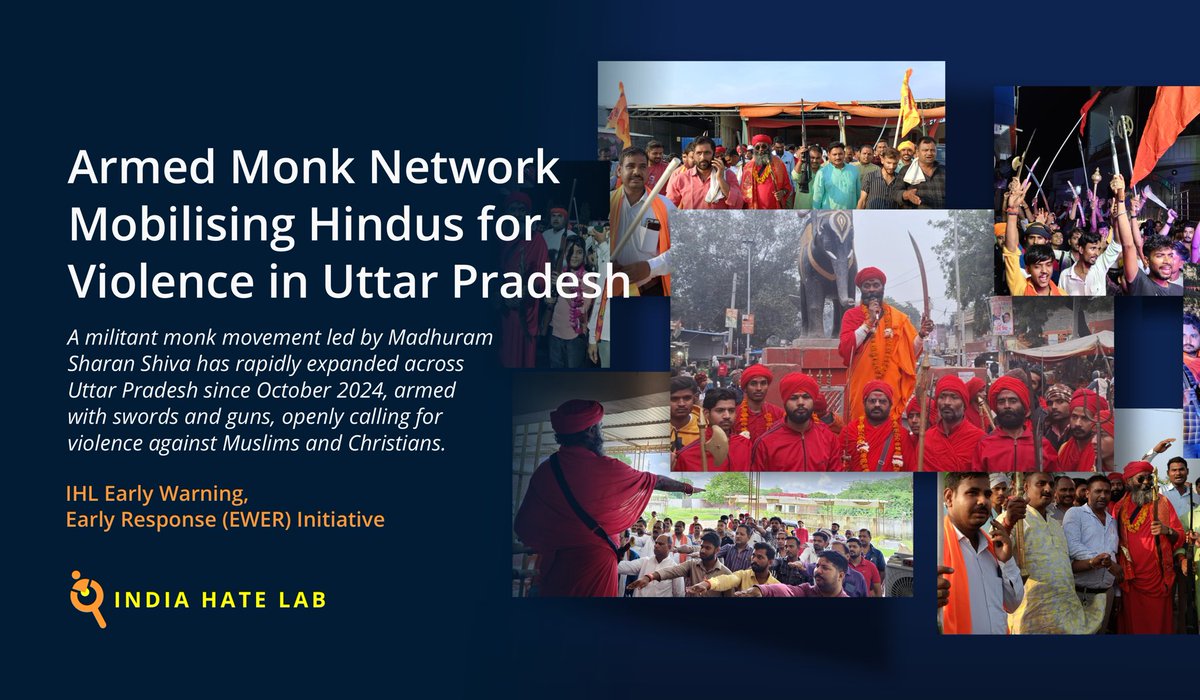 #NEW: Armed Monk Network Mobilising Hindus for Violence in Uttar Pradesh

A militant monk movement led by Madhuram Sharan Shiva has rapidly expanded across Uttar Pradesh since October 2024, armed with swords and guns, openly calling for violence against Muslims and Christians.