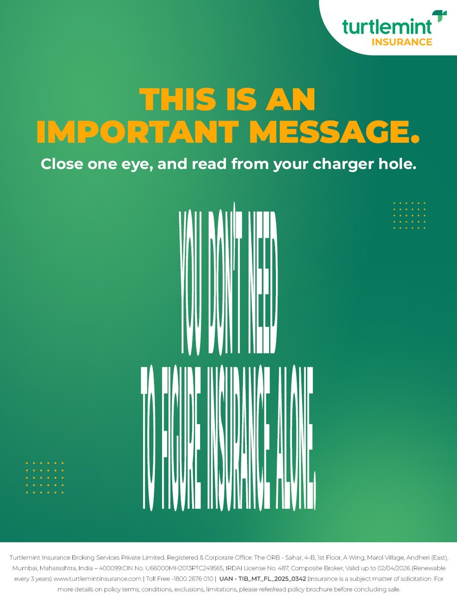 helloturtlemint's tweet image. One expert call &amp;gt;&amp;gt; hours of Google searches.

If insurance feels confusing, it’s not you. It’s the jargon.

We’ll break it down — clearly, humanly.

#TurtleMint #Insurance #Awarness #SunoSabhiKaroExpertKi