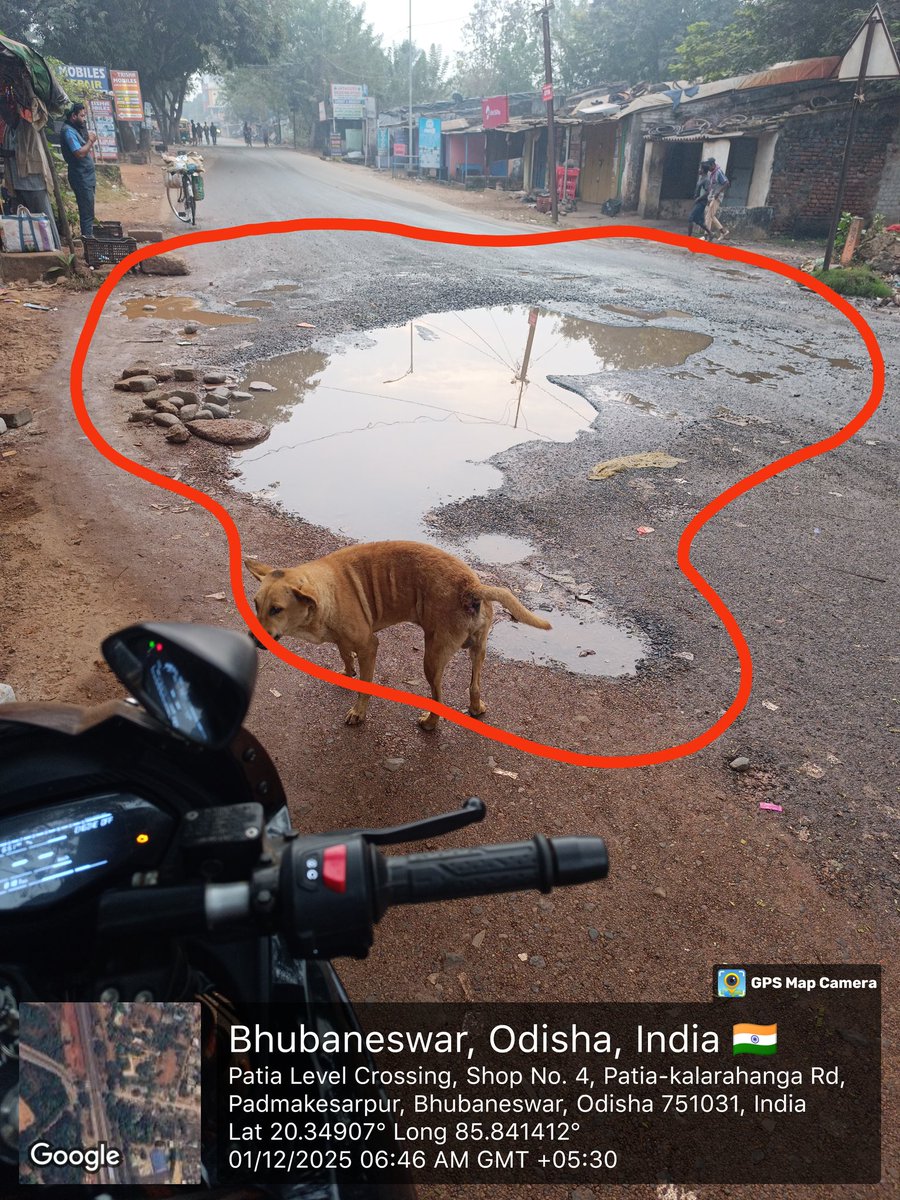 subhransunath87's tweet image. Near Patia level crossing, there is a big hole on the road. 4-5 months ago the road work has been done and now this is the condition. So much difficulties are facing by people as it is a busy road. So I request kindly look into this matter and solve the issue. 
@homeodisha #BBSR