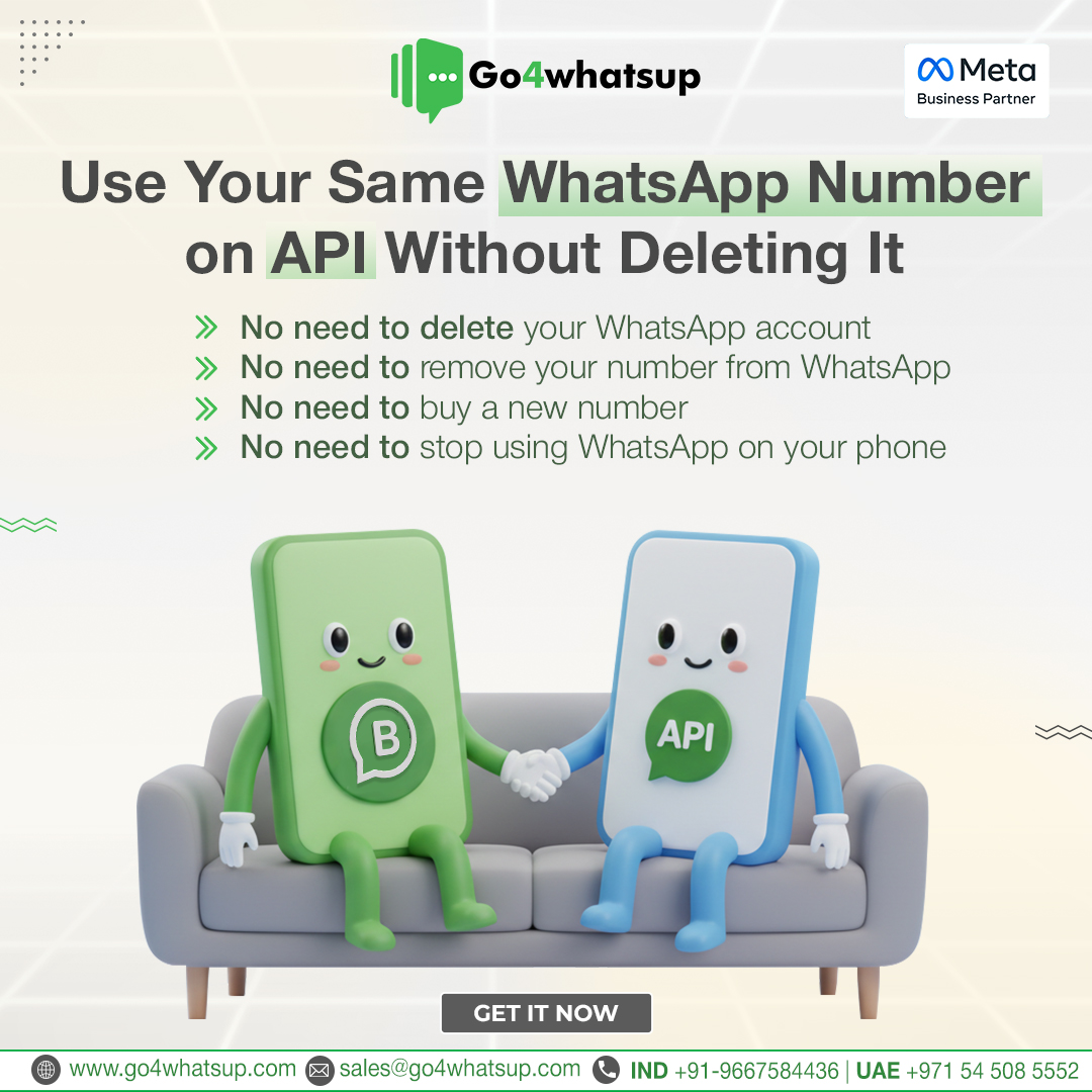 Go4Whatsup's tweet image. You can now use your same WhatsApp Business number on API without deleting your account or buying a new number! 
Chat on phone + run automation on API — both together.
Upgrade without losing anything.
Try Go4whatsup 
 zurl.co/XJ7wp
#WhatsAppAPI #Go4whatsup #Automation