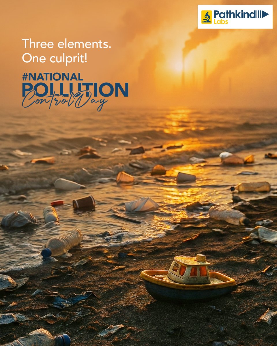 pathkindlabs's tweet image. Air. Water. Land. All choked by one pollution. This National Pollution Control Day, choose better. 

#PathkindLabs #NationalPollutionControlDay #Pollution 

(Pathkind Labs, National Pollution Control Day, Get Tested, Pollution, Air Pollution, Water Pollution, Land Pollution)