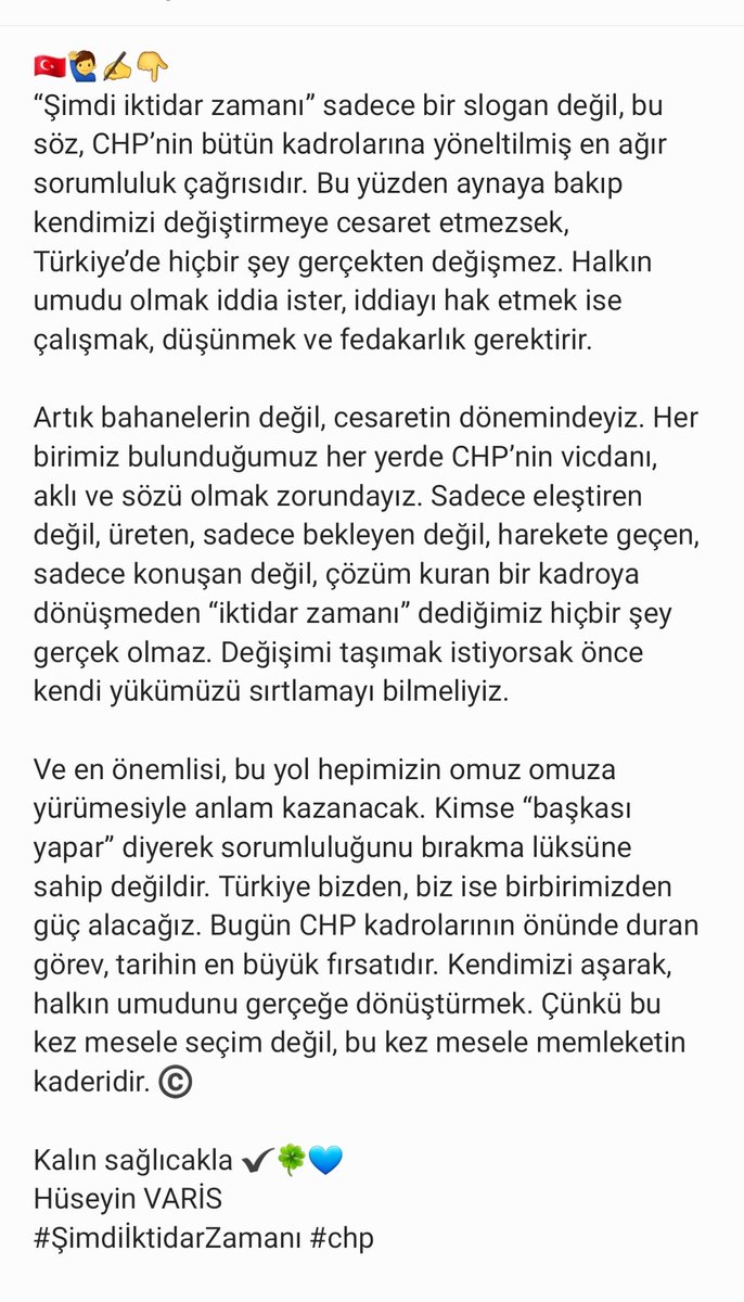 Kalın sağlıcakla ✔🍀💙
Hüseyin VARİS 
#ŞimdiİktidarZamanı #chp