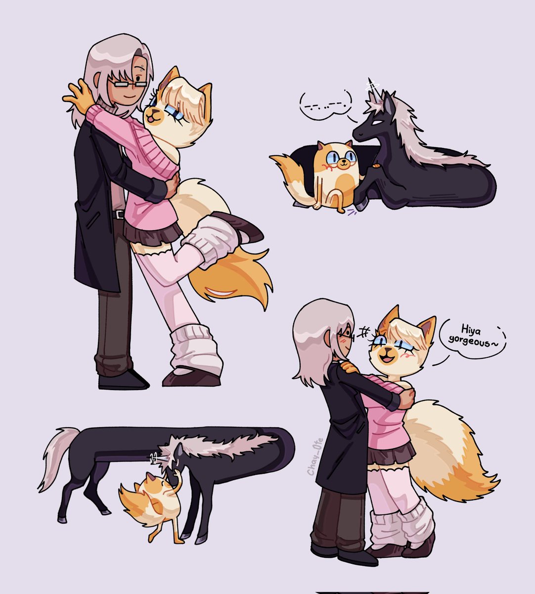 Chay_0te's tweet image. Fav pairing #fionnaandcake #cakethecat #lordmonochromicorn