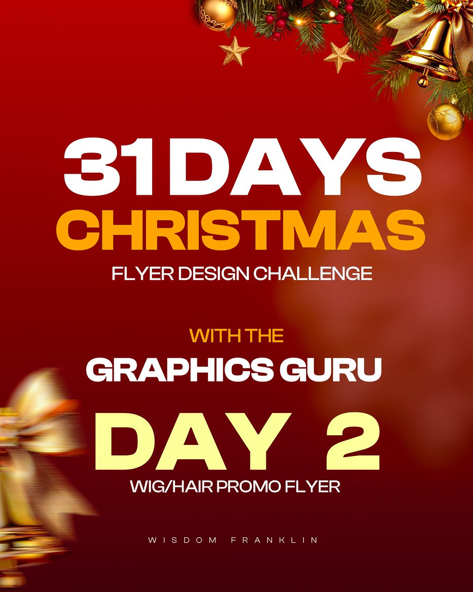 _WisdomFranklin's tweet image. Day 2🔥🔥
I worked on a wig and hair extension promo flyer ... The goal was to let the hair textures catch the eye while keeping the whole design easy to read Christmas challenge and I am moving on to the next one with good energy.
@flyestnigga001
#GraphicsDesign