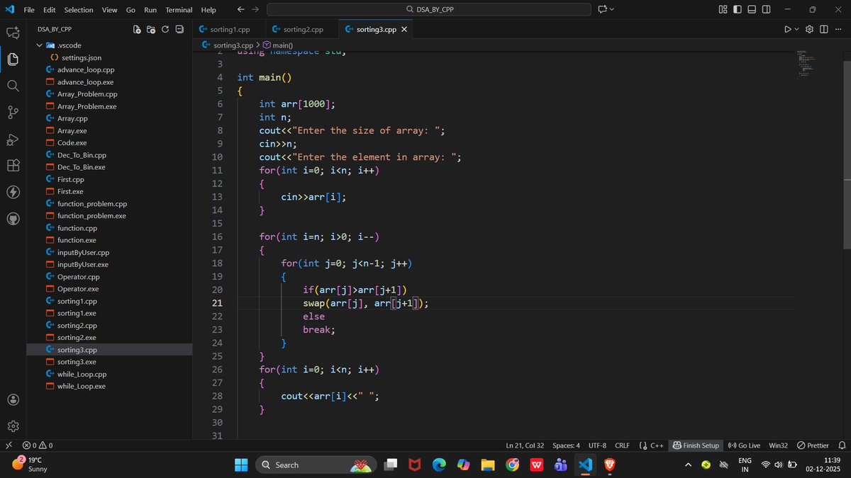 Shekhar21058582's tweet image. 🚀 Today I started my DSA journey with C++!
Solved a few problems on my own &amp;amp; learning step-by-step 💡📘
📚 Today I learnt Sorting
✨ Insertion Sort — and solved problems based on it!

🔥 Growing my knowledge every day! 💪🤓
@rohit_negi9 
#DSA #CPP #CodingJourney ✨🧩