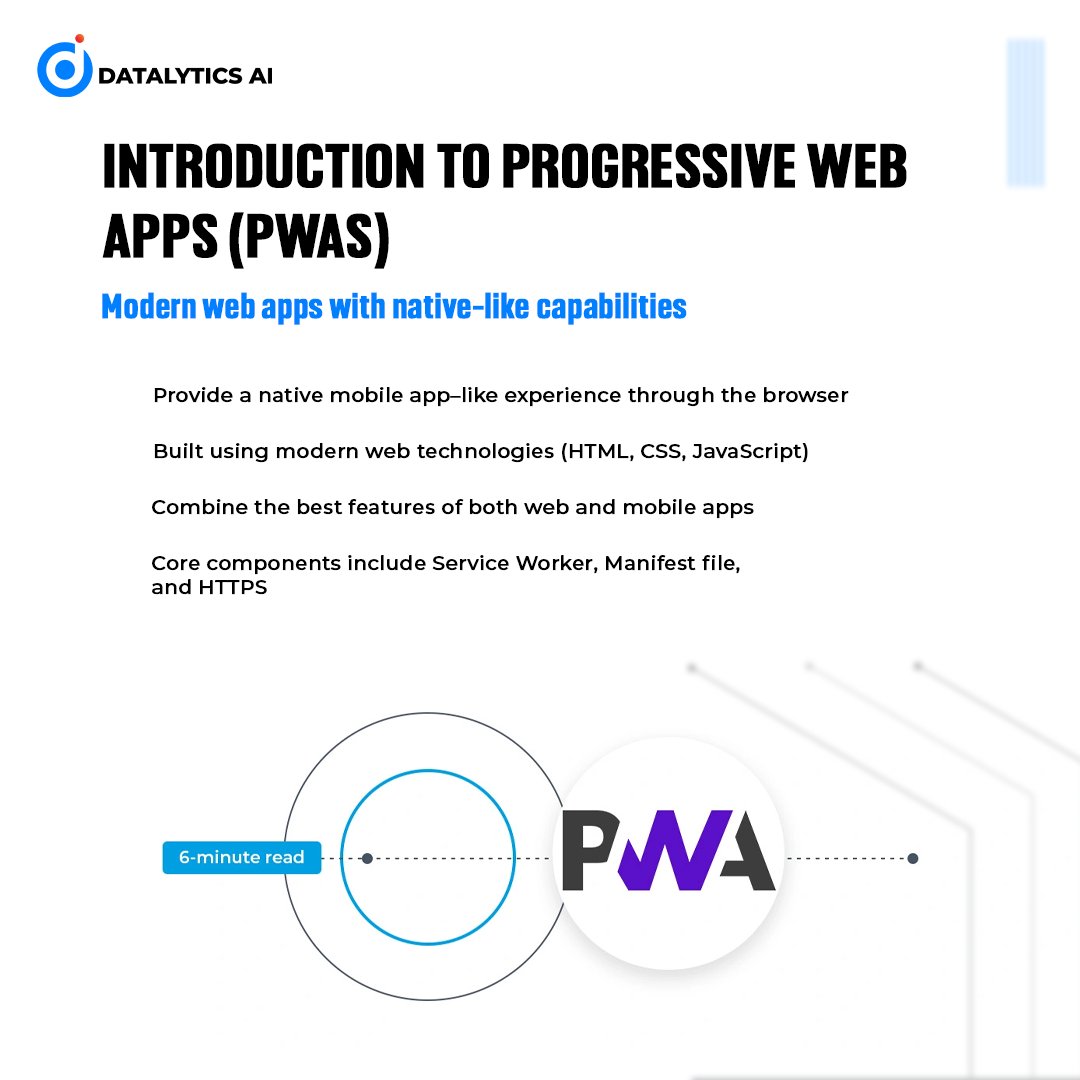DatalyticsAi's tweet image. Apps without the app store? ✨
PWAs load fast, work offline, and feel like native apps — right in your browser.

#PWA #WebDevelopment #Frontend #TechSimplified