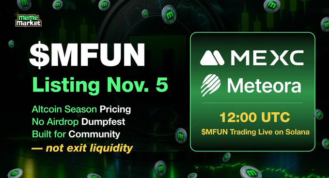 nil_build's tweet image. $MFUN follows one rule: markets move because people do.

Read the crowd. Position early. Let volatility work for you.

@MemeMarketFun makes social dynamics tradable.

#MemeMarket #MFUN
