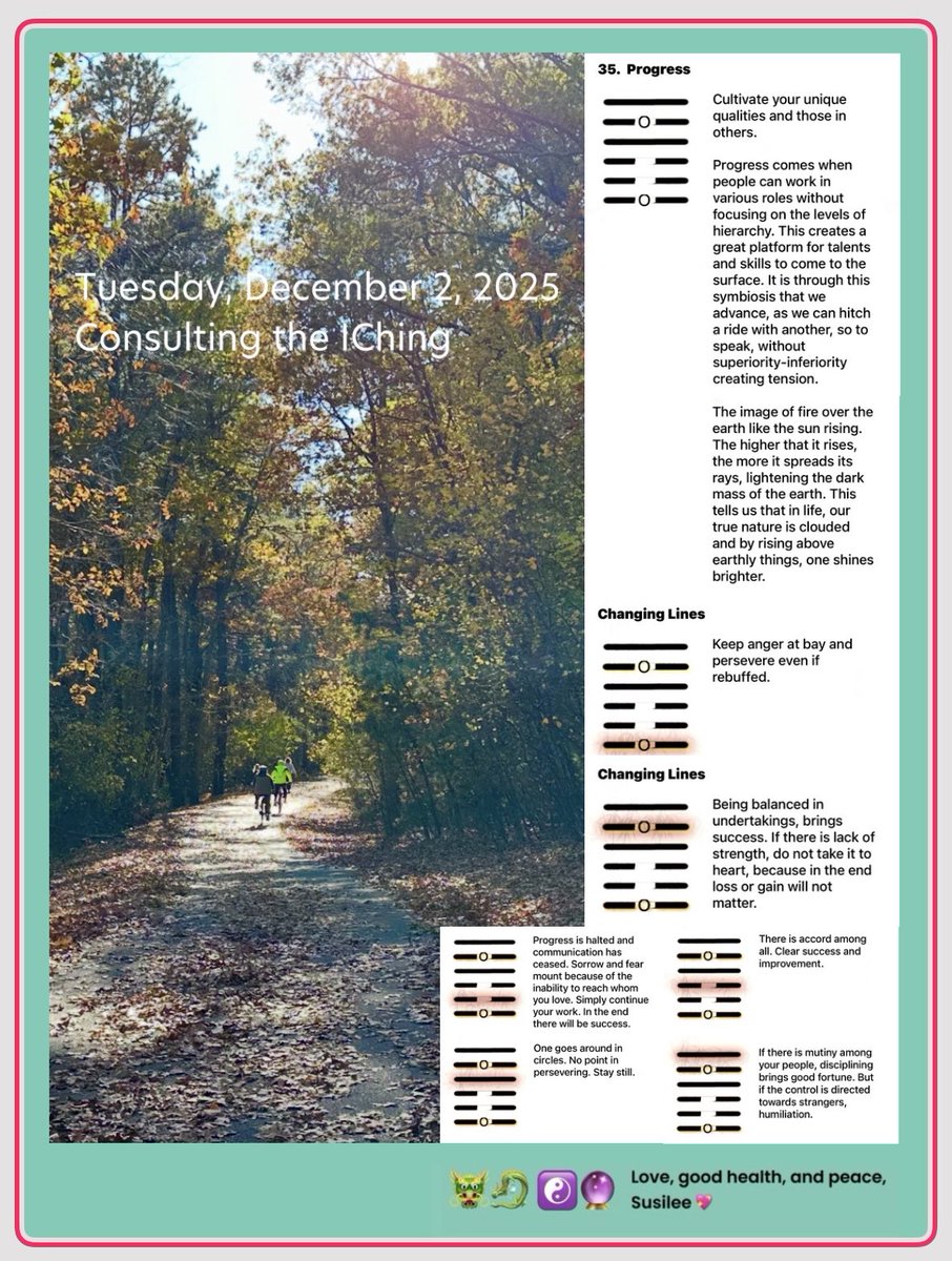susilee_dean's tweet image. Tuesday, December 2, 2025
Consulting the IChing
#IChing #synchronicity