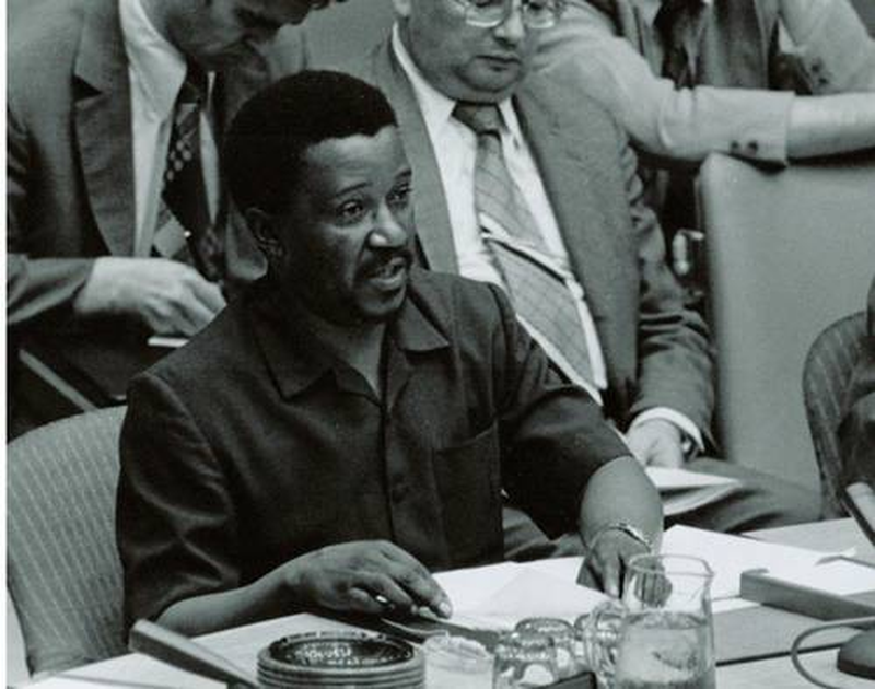 Thami Mhlambiso addressing the UN Security Council about repression of school students in Soweto on 18 June 1976. (Photo: T Chen)