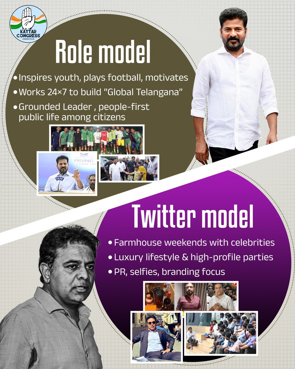 kattarcongresii's tweet image. Role Model @revanth_anumula 
     Vs 
Twitter Model @KTRBRS