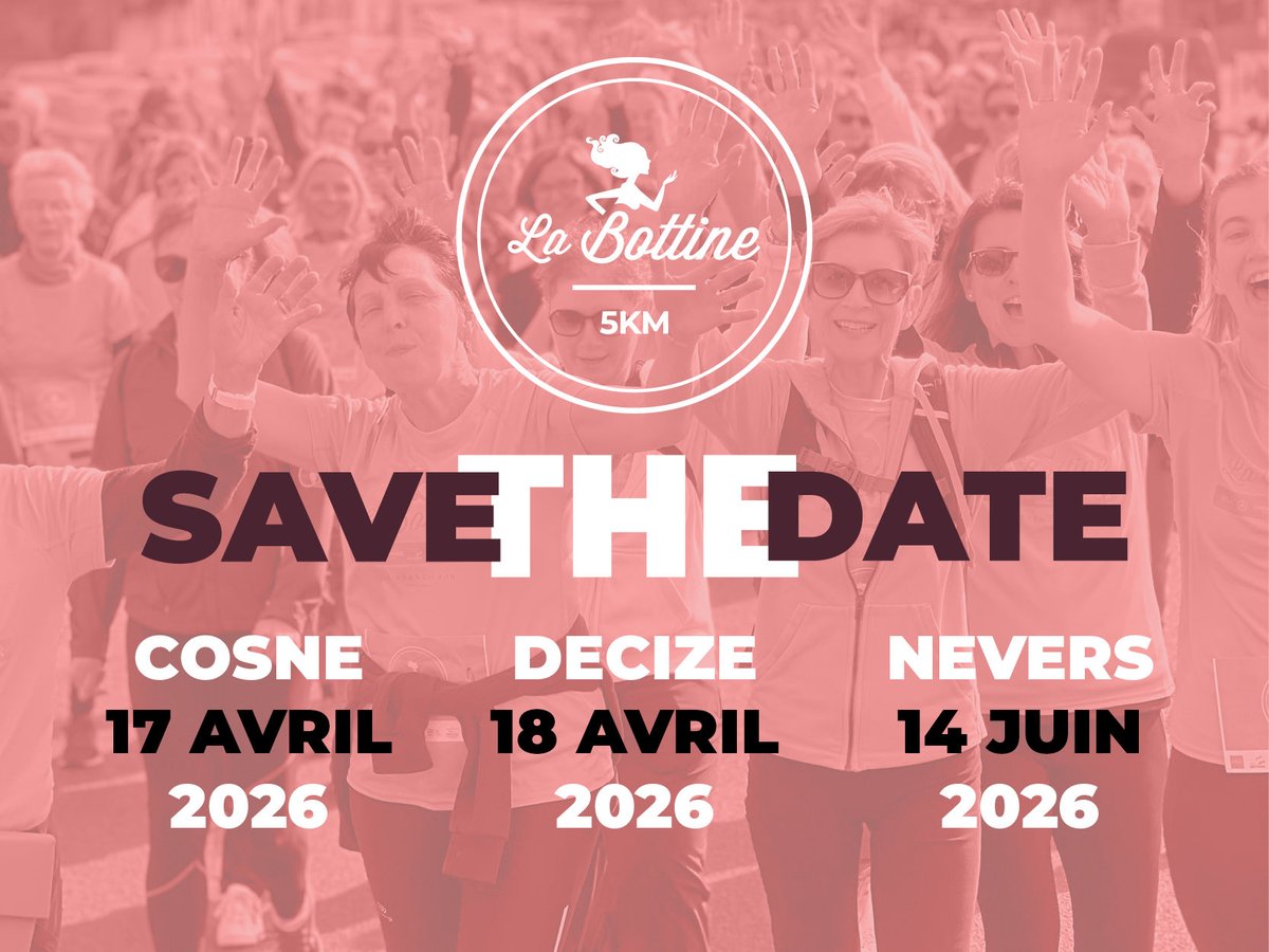 🗓️ SAVE THE DATE 🎗️

Vendredi 17 avril | > Cosne sur Loire !
Samedi 18 avril > Decize !
Dimanche 14 juin > Nevers !

✍🏻 Ouverture des inscriptions très prochainement !